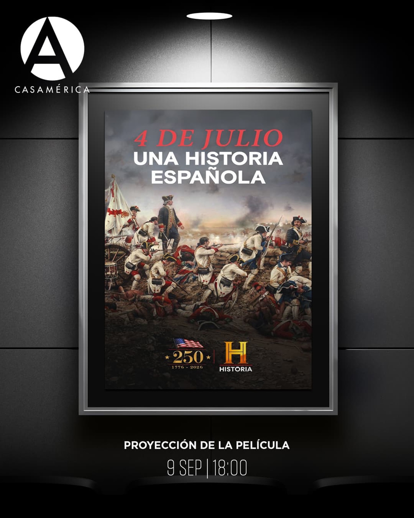 🎬 Hay historias decisivas que permanecen fuera de plano.

Proyección del documental ‘4 de julio: una historia española’, dirigido por Andrew Molina, coincidiendo con el 250.º aniversario de la independencia de Estados Unidos.

La película recupera el papel de España en la guerra de independencia de las Trece Colonias: la diplomacia secreta, la financiación y el apoyo militar impulsados durante el reinado de Carlos III, con figuras como Bernardo de Gálvez, Francisco de Saavedra y el conde de Aranda.

👥 Con las intervenciones de Eduardo Garrigues, Eva García, Hugo O’Donnell, José Carlos Gracia, Kathleen DuVal, Liz Covart, Rhonda Barlow y Ricardo Herrera.

🎙️ Narrada por Eric von Doymi en su versión original y por Jordi Boixaderas en castellano.

Tras la proyección habrá un coloquio con Antonio Ruiz y Eva García.

🤝 Con @canaldehistoria y The Legacy.

📅 Miércoles 9 de septiembre.
⌚ 18:00.
📍 Sala Iberia | Plaza de Cibeles, s/n.
🎟️ Entrada libre hasta completar el aforo.

📚 Relacionado: el martes 8 de septiembre, a las 18:00, tendrá lugar la presentación del libro ‘1776 - We the Hispanics’, de Eva García.

🔗 Más información en nuestra web.