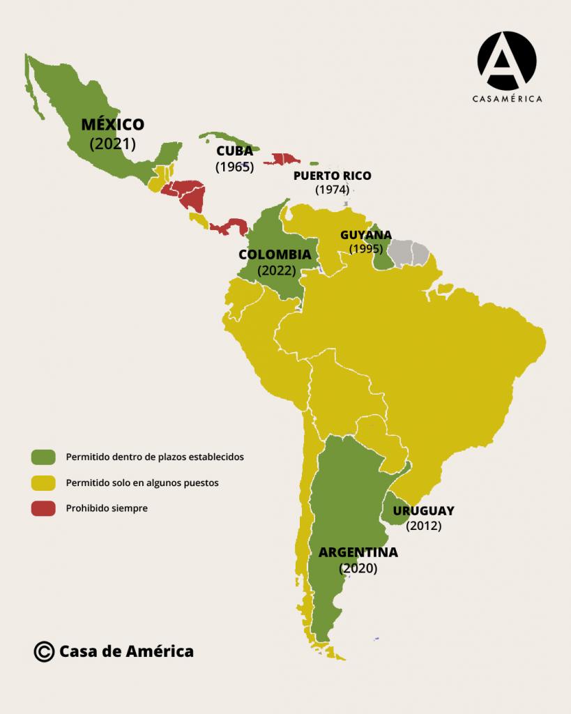 Mapa de derechos reproductivos en América Latina