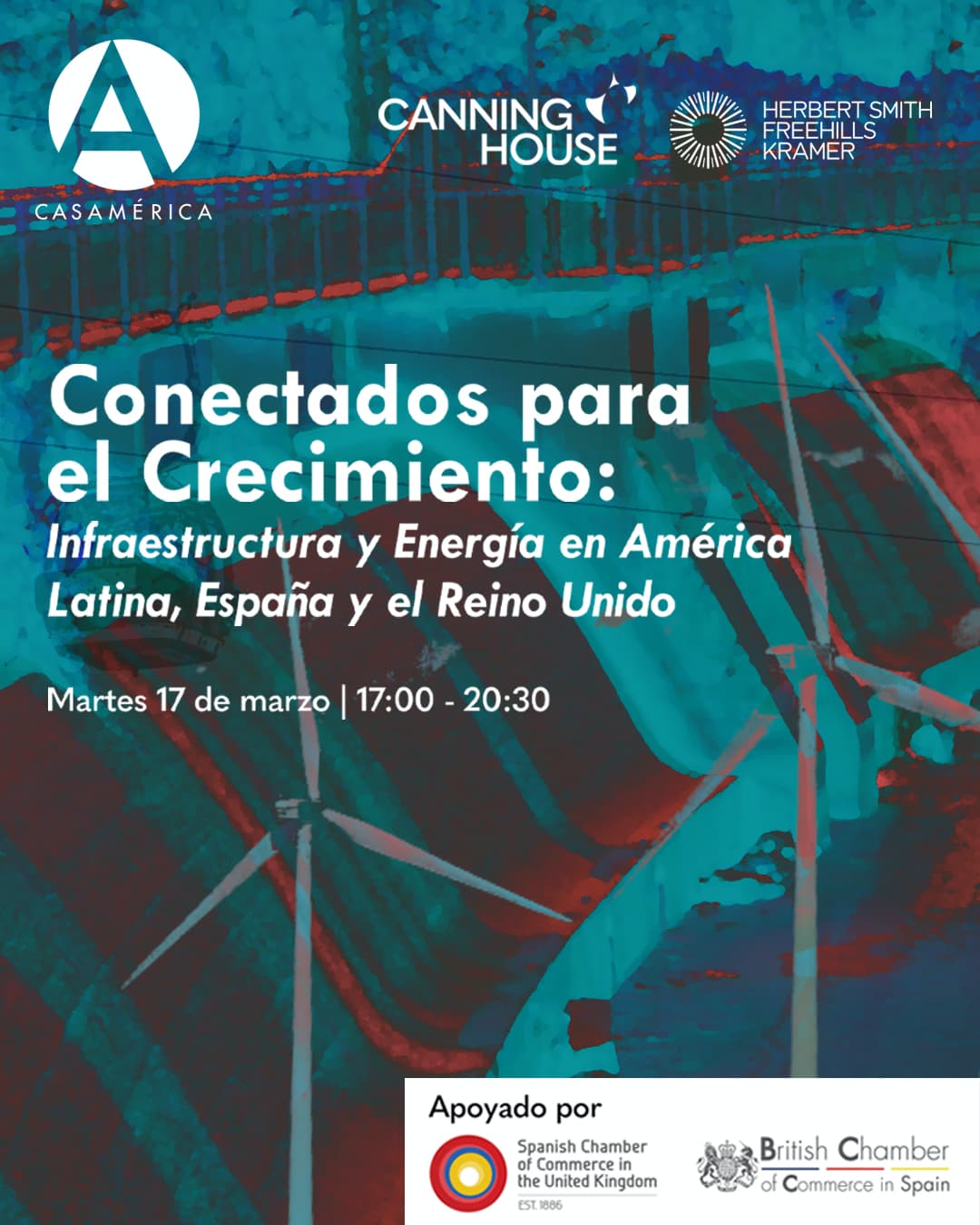 🇬🇧🇪🇸🌎 '𝐂𝐨𝐧𝐞𝐜𝐭𝐚𝐝𝐨𝐬 𝐩𝐚𝐫𝐚 𝐞𝐥 𝐜𝐫𝐞𝐜𝐢𝐦𝐢𝐞𝐧𝐭𝐨: 𝐢𝐧𝐟𝐫𝐚𝐞𝐬𝐭𝐫𝐮𝐜𝐭𝐮𝐫𝐚 𝐲 𝐞𝐧𝐞𝐫𝐠𝐢́𝐚 𝐞𝐧 𝐀𝐦𝐞́𝐫𝐢𝐜𝐚 𝐋𝐚𝐭𝐢𝐧𝐚, 𝐄𝐬𝐩𝐚𝐧̃𝐚 𝐲 𝐞𝐥 𝐑𝐞𝐢𝐧𝐨 𝐔𝐧𝐢𝐝𝐨'.

Reunimos a más de un centenar de líderes del sector privado y gubernamental para explorar la cooperación trilateral en dos ejes críticos: la digitalización de las infraestructuras y la transición energética ante el desafío de la IA.

Un encuentro para analizar cómo las capacidades de los tres espacios geográficos se complementan para construir sistemas más inteligentes, sostenibles y robustos.

👥 Apertura: León de la Torre, Jeremy Browne y Sir Alex Ellis KCMG. Con José Díaz-Caneja, Mahmoud Shouman, Miguel Hernández, María Jimena, Matías Herkómmer, Jose Manuel Rodriguez, Estrella Jara y George Hames. Moderan Yoko Takagi y Antonio Morales.
🤝 Con @canning.house y HSF Kramer.

📅 Martes 17 de marzo.
⌚ 17:00 a 20:30.
📍 Casa de América.
🎟️ Asistencia bajo inscripción previa.

🔗 Programa completo e inscripción en el enlace de la biografía.

#Infraestructura #Energía #EconomíaDigital #IA #Latam #España #Reino Unido #TransiciónEnergética #CanningHouse #CasaDeAmérica